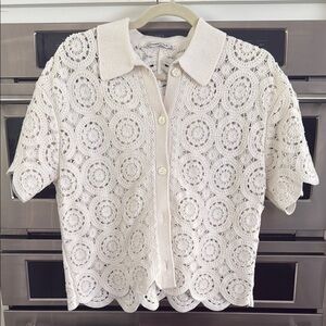 Abercrombie & Fitch Cream Peter Pan Collar Button Down Shirt
